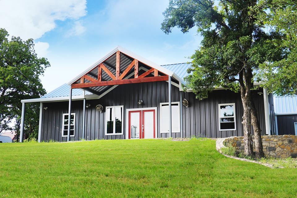 charcoal grey metal building